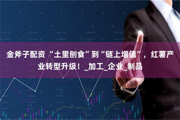 金斧子配资 “土里刨食”到“链上增值”，红薯产业转型升级！_加工_企业_制品